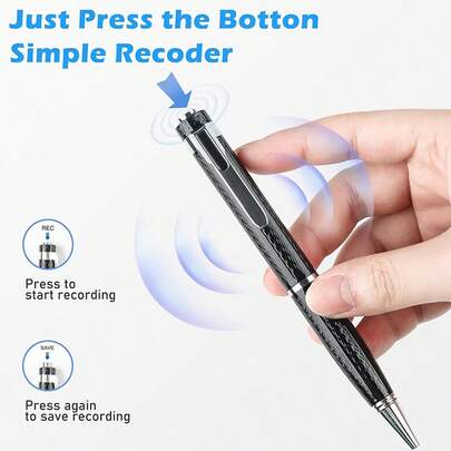 جهاز تسجيل صوتي رقمي قابل للحمل، مسجل صغير مع خاصية تقليل الضوضاء، تشغيل بلمسة واحدة - مناسب للمحاضرات والاجتماعات والمقابلات والمكاتب التجارية وغيرها من المناسبات