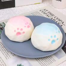 Kids Gradient Cat Paw Milk Shell Slow Rising Squishy Toy, Pastel Cartoon Paw Print Soft Squeeze Fidget Toy, Fluffy Cream Dessert Stress Relief Sensory Toy, Gift Box Pack Pocket Decompression Toy Gift For Boys Girls - Multicolor - View 4