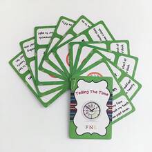 10款模拟时钟时间学习卡片，寓教于乐，儿童学习口袋卡片，时间表达，日常作息，家庭教育用品，课堂必备 - 彩色 - 查看 11