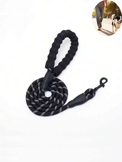 1pc Black Cat & Dog Pet Leash With Reflective Strip, Walking Leash For Dogs & Cats, Non-Choke Dog/Cat Leash