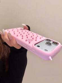 Creative Personalized Dopamine Massage Little Monster Phone Case Suitable Compatible With Apple 17 Pro Max/16/15/14/13 Phone Case, 15P Cute Cartoon Playful Creative New Anti-Fall Protective Cover - Pink - View 4