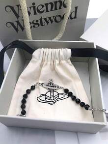Vivienne Westwood Messaline Collection Black Agate Saturn Bracelet Silver Tone, Brass - 銀色 - 查看 9