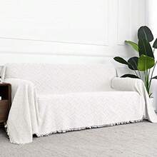 White Sofa Covers for 3 Cushion Couch Geometrical Sectional Sofa Couch Cover Living Room Sofa Throws Sofa Slipcovers for Pets XXX-Large 91" x 150" White - Blanco - Ver 6