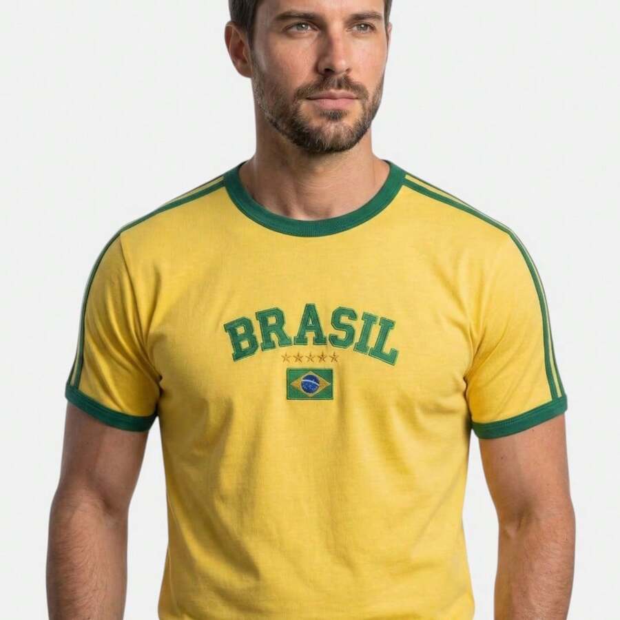 Brazil Shirt Embroidered Without State - World Cup Fan - Without State - Yellow - View 1