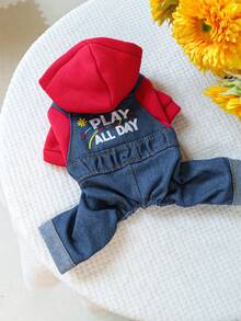 1pc Pet Clothes, Cute 4-Leg Suspender Pants Outfit For Small Dogs & Cats - Blue - View 5