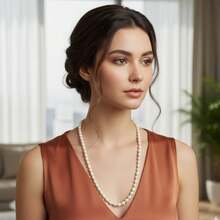 Freshwater Baroque Natural Pearl Necklace 70cm 18k Gold Plated 4848 - 白色 - 查看 2