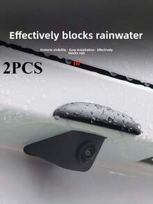 2pcs/Set Car Rearview Mirror Rain Guard, Thickened & Widened Edge - Matte Finish Rain Camera Protector, Auto Decor Accessories, Fit For Cars, Trucks, SUVs Rearview Mirrors - Enhance Visibility In Rainy And Heavy Rain Conditions, Universal Fit Car Rearview Mirror Rain Shield, Rain & Sunshade Auto Accessories, Good Modification Parts, Rain Cover, Auto Supplies - Gaya panjang, setengah lingkaran - View 2