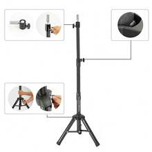 Adjustable Metal 3-Leg Wig Stand, Training Mannequin Head Tripod Stand For Hairstyling And Makeup Practice - Multicolor - View 11