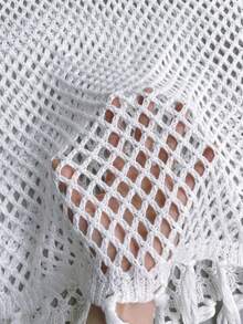 Áo khoác ngoài tay dài dáng rộng, thoải mái, có tua rua, dành cho nữ, kiểu dáng thường ngày. - trắng - Xem 9