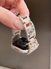 1pc Cute Puppy Rhinestone Metal Watch Band Strap Suitable For 38/40/41/42/44/45/49/46mm Ultra2/Ultra/SE/11/10/9/8/7/6/5/4/3/2/1 Series Women Watches - Starlight - View 7