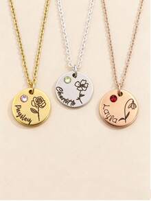 Dây chuyền hoa khắc tên và sinh nhật theo yêu cầu: Hoa dại tùy chỉnh, đá quý theo tháng sinh, chữ khắc, món quà lý tưởng, phù hợp đeo hàng ngày. - Nhiều màu 11 - Xem 6