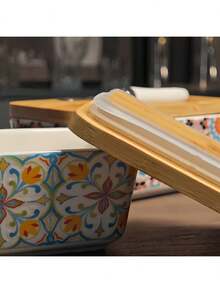 Hộp đựng bơ bằng gốm sứ dung tích lớn kèm dao - Hộp đựng bơ bằng gốm sứ vẽ tay sáng tạo, có ngăn, bền và dùng được trong máy rửa chén, quà tặng nhà bếp Giáng sinh, bền và rất sáng tạo. - Xem 8