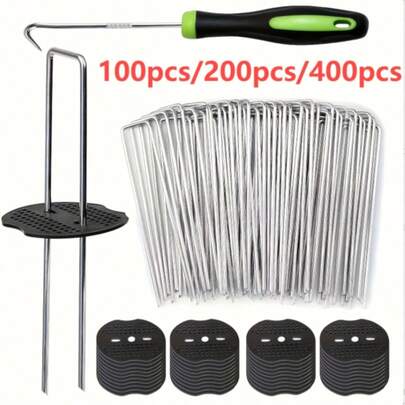 Lawn U-Shaped Stakes, U-Shaped Garden Pegs, 6-Inch Galvanized Landscape Pins, Heavy-Duty Garden Stakes, Ideal For Securing Lawns And Fabrics.