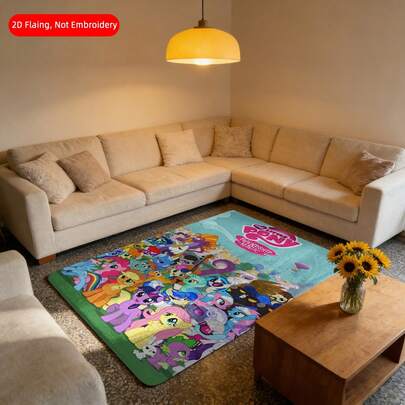 MY LITTLE PONY 1pc Graphic Soft Flannel Doormat, Cute & Lively Design, Suitable For Entryway, Living Room, Bedroom, Kitchen, Dining Room, Bathroom, Patio Indoor & Outdoor Use