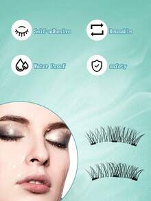 1Pair Natural Cat Eye Magnetic Eyelashes With Applicator Reusable Magnetic Lashes Kit Eyetail Elongated Waterproof No Glue Needed False Eyelashes - màu đen - Xem 5