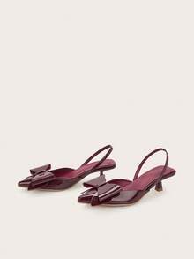 Women's New Fashion Metal Buckle Pointed Toe High Heel Pumps - Burgundy - View 3