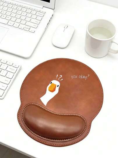 Office Mouse Pad, A Duck's Question Pattern, Suitable For Office Computers And Laptops,Wrist Support Mouse Pad, Cute Working Cat Pattern Design,Ergonomic Design With Wrist Rest, Faux Leather Mouse Pad,Comfortable Mouse Pad With A Smooth Wrist Support,Computer Desk Mat,Office Keyboard Pad,Desktop Protector,Suitable For Non-Slip Base,Gaming, Anti-Slip, Computers, Laptops, Office, And Home Use,Graduation Season Souvenir,Ideal For Office & Gaming, Perfect Gift For Valentine's Day, Mother's Day