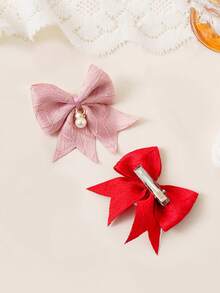 10个可爱珍珠蝴蝶结发夹，不伤发鸭嘴夹刘海发夹，温柔少女风发饰 - 彩色 - 查看 6