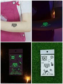 6 Sheets Luminous Football Face Temporary Tattoo Stickers, Waterproof & Long-Lasting, Unique Body Art - Multicolor - View 4