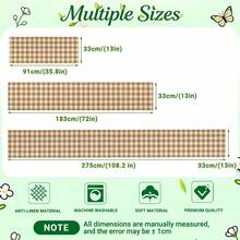 1pc Bohemian Minimalist Caramel Brown Plaid Pattern Polyester Rectangular Table Runner, Single-Sided Printing, Suitable For Home Kitchen Dining Room Indoor/Outdoor Decor, Great For Holiday Gatherings And Celebrations - Multicolor - View 2