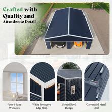 25*30*11.5 FT Extra Large Metal Garage Shed – Heavy-Duty Carport With Double Front Doors, Side Door & 4 Windows For Truck, Boat & Tractor Storage - Grey - View 8