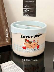 1pc Cute Makeup Brush Holder, Large Capacity Compartment Organizer Box, Multi-Functional Desktop Cartoon Makeup Cosmetic Lipstick Pencil Storage Case - Multicolor - View 7