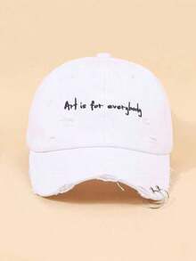 Men's Metal Ring "Art Is For Everybody" Baseball Cap, Adjustable Outdoor Sun Protection Casual Hat Suitable For Spring/Autumn Travel, Beach Vacation, Y2K Style Young Men - Green - View 2