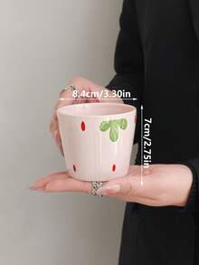1个高品质ins风陶瓷杯，小众创意草莓咖啡杯，少女风拉花马克杯，家用早餐牛奶饮料杯，办公水杯，优雅下午茶甜点杯，情侣杯，送给女生的礼物，送给闺蜜的礼物 - 彩色 - 查看 4