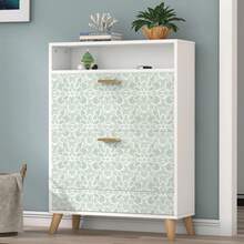 1卷复古植物图案花卉壁纸，时尚抽象植物花卉印花壁纸，精致室内装饰膜，适用于房间和橱柜表面的装饰壁纸翻新，各种房间和厨房墙面装饰壁纸，自粘贴纸，易于安装和移除，手工工艺膜 - 復古印花 - 查看 2