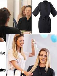 Fancystyle - Bộ 1/10/20 áo choàng spa dùng một lần, áo kimono du lịch, áo choàng tắm, khăn quấn toàn thân cho spa, thẩm mỹ viện hoặc các liệu trình chăm sóc da. - màu đen - Xem 2