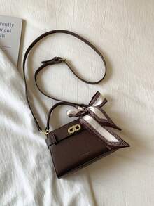Fashionable Casual Versatile Portable Shoulder/Crossbody/Top Handle Contrast Color Small Square Bag For Women - Coffee - View 6