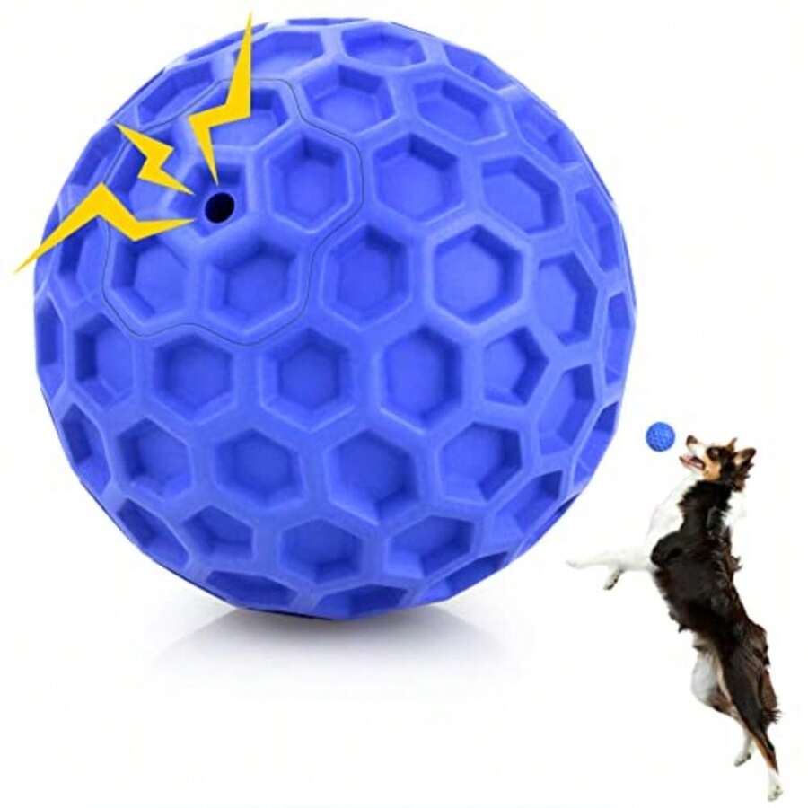 Indestructible Squeaky Dog Ball Relieves Anxiety Cleans Teeth Interactive Chew Toy for Aggressive Chewers Dog Toy for Large Breeds Outdoor Waterproof - Grande - Ver 1