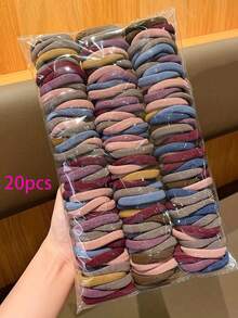 150入/10入 女款極簡時尚可愛優雅街頭休閒 高彈力 4cm/1.57in 多色低調色系 髮圈彈性髮帶 馬尾運動髮飾 - 彩色 - 查看 10