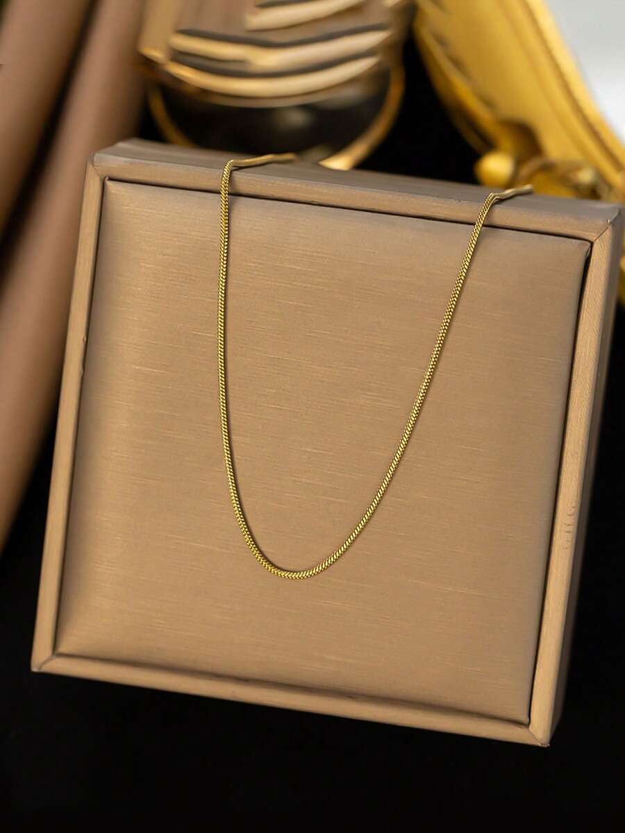 RAYQUEEN 1pc Basic Snake Bone Chain Necklace, Suitable For Daily Wear - necklace - View 1