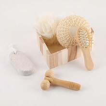 Natural Bamboo Heart-Shaped Wooden Box Bathroom Gift Set - Includes Exfoliating Sponge, Body Brush, Bath Ball And Massage Roller SPA Care Set, Suitable For Personal Use Or Gifting - Multicolor - View 8
