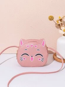 1pc Girls Cute Cat Shaped Crossbody Bag, Adorable Cat Mini Round Shoulder Bag, Coin Purse, Everyday Accessory & Holiday Gift - Multicolor - View 7