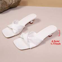 New Elegant Slip-On Flat Shoes, Solid Color PU Leather Twist Design, Suitable For Beach, Wedding, Party In Summer - White - View 10
