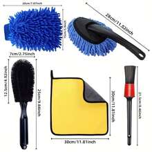 7/6/3pcs Car Detail Beauty Tool Set, Car Cleaning Tool Set, Interior Tool Brush, Vehicle Maintenance Tool Kit, Including Gap Brush, Cleaning Duster, Car Wash Towel, Dusting Brush, Chenille Gloves, Multi-Functional Car Cleaning Tool Kit - A - View 3
