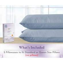 Pillow Cases Standard Size Set of 2-1000 Thread Count Sateen Soft and Thick 100% Cotton Standard/Queen Pillowcases Durable - Blue - Estándar / Reina - Ver 4