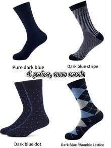 1/2/4 Đôi tất họa tiết sọc hình thoi tối giản, tất công sở cao cấp, thấm hút mồ hôi, thoáng khí, dài đến giữa bắp chân, phù hợp mọi mùa. - Nhiều màu - Xem 12