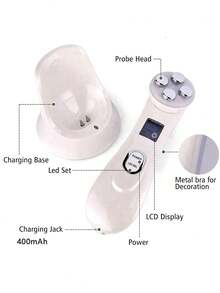 AXH Nuevo dispositivo de belleza facial mini, Bastón de masaje de rejuvenecimiento de la piel con LED, Masajeador facial para el cuidado de la piel, Dispositivo de rejuvenecimiento de la piel con fotones LED, Instrumento de belleza recargable por USB para la cara y el cuello, Capacidad de la batería: 400mAh - Blanco - Ver 11