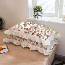 2pcs Set Floral Ruffle Trim Solid Color Pillowcase, Breathable Soft Skin-Friendly Washable, Minimalist Sweet Princess Style Pillowcase (Pillow Insert Not Included), Suitable For Dorm, Bedroom, Hotel - Multicolor - View 9