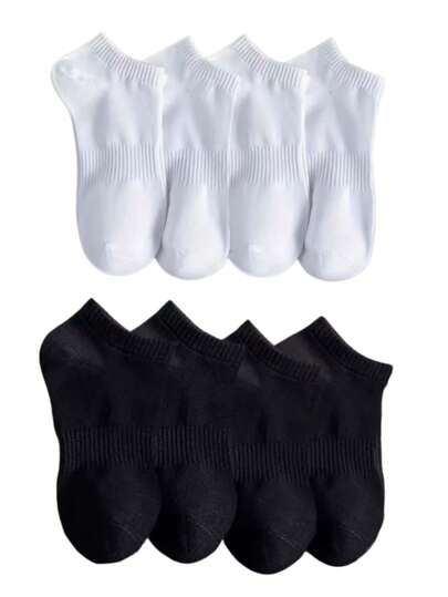 1/5/10 Pairs Women Short Socks, White Socks, Black Socks, Invisible Socks, Cute Socks, Girls Socks, Suitable For All Seasons, Breathable Mesh Details, Moisture-Wicking, Soft And Smooth, Suitable For Holidays, Sports, Casual, Business And Daily Wear, Random Color Combinations