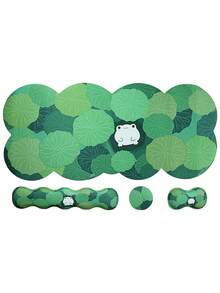 Large Game Mouse Pad Set, 4-In-1 Ergonomic Keyboard With Memory Foam Wrist Rest, Computer Extended Game Mouse Pad, Non-Slip Desktop Matte Easy Typing To Relieve Pain I Lotus Leaf Frog - View 9