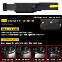 1/2PCS USB Rechargeable LED Sensor Headlamp, Headlight Head Work Light, Waterproof Headlamp For Fishing Camping Lantern - Multicolor - View 3