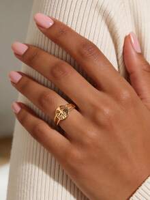 Charm-In Tree Of Life 18K Gold Plated Copper Open Ring | Dainty Split Shank Ring For Women | Perfect For Family Gifting & Daily Wear - Gold - View 2