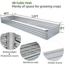 2 Pack 6x3x1FT Galvanized Raised Garden Beds Kit Outdoor Metal Gardening Planter Box For Vegetable Elevated Flower HerbsSilver - 銀色(2 件裝) - 查看 2