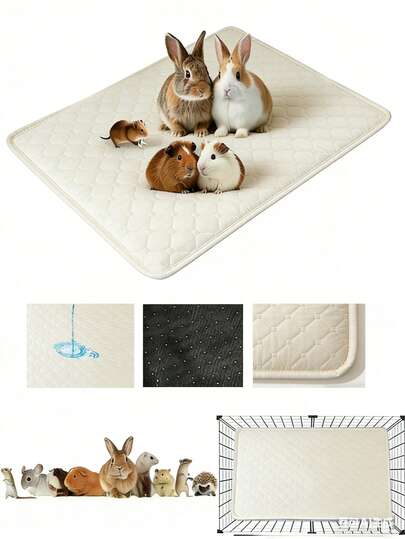 1片/2片装可水洗防滑吸水速干仓鼠/兔子尿垫，可重复使用宠物尿垫，适合小型宠物四季使用