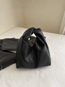 Bolso de mano cuadrado asimétrico giratorio de moda, mochila con textura trenzada de PU, bolso de trabajo multifuncional minimalista, con cartera desmontable (patrón aleatorio), nuevo bolso versátil y elegante, diseño casual minimalista, bolso de hombro, bolso grande de gran capacidad y ligero - Multicolor - Ver 2