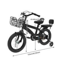 Kinderfahrrad, 14 Zoll Kinderfahrrad mit Trainingsrädern und Weichem PU-Sitz mit Schwamm, Geeignet für Kinder, die 37,4-45,28" in der Höhe und im Alter von 3-7 Jahren Sind - Schwarz - Übersicht 3